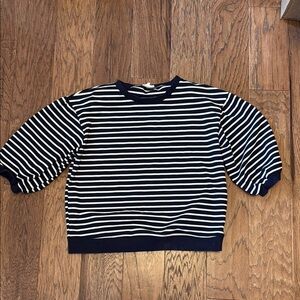 JODIFL Navy and Cream Striped Top, Medium